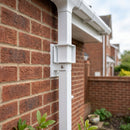 Adjustable Aluminium Pipe Clip 72×72mm – Flush Joint Downpipe — RAL 9016 (in use)