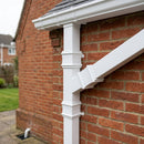 72x72mm Traditional Square Aluminium Downpipe Branches — RAL 9010 / 112.5 Degrees (in use)
