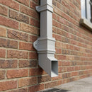 Traditional Aluminium Downpipe Shoe 72x72mm — RAL 7035 (in use)