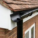 Half Round Aluminium Gutter Outlet 76mm – Marine Grade — RAL 9005 (in use)