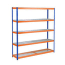 Rapid 1 heavy duty wire mesh shelving bay, 1830mm wide, Blue/Orange frame
