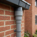 76mm Ø Outlet to Downpipe Length Connector — RAL 7037 (in use)