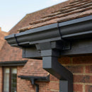Moulded Ogee Gutter Outlet 72×72mm – 125×100mm Connection — RAL 7021 (in use)