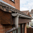 63mm Diameter Gutter Outlet Spigot Extender — RAL 7036 (in use)