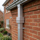 Flush Joint Internal Jointer 72x72mm Aluminium Downpipe — RAL 9006 (in use)