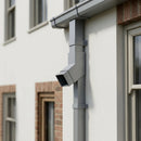 Flush Joint Aluminium Downpipe Bend 72x72mm — RAL 9006 / 92.5 Degrees (in use)