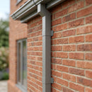 Flush Joint Aluminium Downpipe 72×72mm × 3m — RAL 7037 (in use)