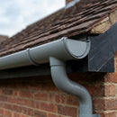 Half Round Aluminium Gutter Outlet 63mm Dia. 125mm — RAL 7037 (in use)