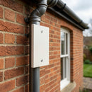 Aluminium Downpipe Access Plate 72x72mm — RAL 9010 (in use)