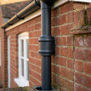 76mm Traditional Aluminium Downpipe Socket Non-Eared Spare — RAL 7021 (in use)