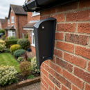 63mm Aluminium Downpipe Access Plate — RAL 7021 (in use)