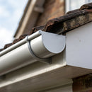 Half Round Aluminium Gutter Stop End - 125mm — RAL 9006 (in use)