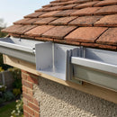Aluminium Box Gutter Jointer 135 x 100mm — RAL 9006 (in use)