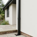 Aluminium Flush Joint Downpipe Sample — Textured Black / 72x72mm (in use)