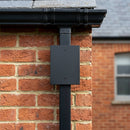 Aluminium Downpipe Access Plate 72x72mm — Textured Black (in use)