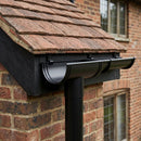 DeepFlow Aluminium Gutter Outlet 76mm Diameter 130mm — RAL 9005 (in use)