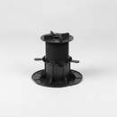 Close-up detail of adjustable paving support pedestal showing threaded height adjustment column and spacer cap