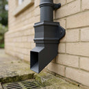 Traditional Aluminium Downpipe Shoe 72x72mm — RAL 7021 (in use)