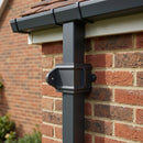 Traditional Downpipe Spare Socket Eared 72x72mm Aluminium — RAL 7021 (in use)