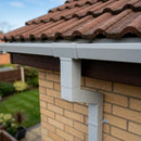 72x72mm Aluminium Gutter Outlet Spigot Extender — RAL 7035 (in use)
