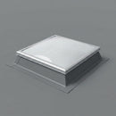 AOV smoke vent rooflight closed on its roof upstand kerb