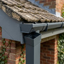 Aluminium Gutter Outlet Spigot Extender 72×72mm — RAL 7016 (in use)