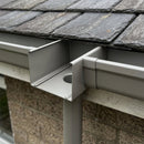 Aluminium Box Gutter Outlet 63mm Diameter 135 x 100mm — RAL 7036 (in use)