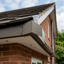 Aluminium Fascia Board Joint Cover V Return — RAL 7022 (in use)