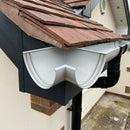 90° Aluminium Gutter Angle 130mm - Marine Grade — RAL 7035 (in use)