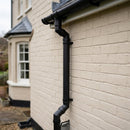 76mm Diameter Flush Joint Adjustable Swanneck Downpipe — Textured Black (in use)