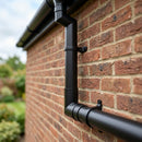Flush Joint Aluminium Downpipe Bends 63mm Diameter — RAL 9005 / 92.5 Deg (in use)