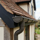 Half Round Aluminium Gutter Outlet 76mm – Marine Grade — RAL 7022 (in use)