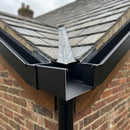 90° Aluminium Box Gutter Angle 135 x 100mm — Textured Black (in use)