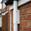 76mm Diameter Aluminium Downpipe Access Plate — RAL 9016 (in use)