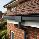 Aluminium Box Gutter Outlet 63mm Diameter 135 x 100mm — RAL 7021 (in use)