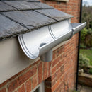 Deepflow Aluminium Gutter Outlet 63mm Dia – 130mm — RAL 9006 (in use)