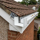 Aluminium Box Gutter Jointer 135 x 100mm — RAL 9016 (in use)