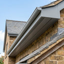 Aluminium Soffit Boards – Plain or Vented with Exterior Coating — RAL 7037 / 180mm Wide | Unvented (in use)
