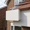 Aluminium Box Gutter Stop End 135 x 100mm — RAL 9010 (in use)