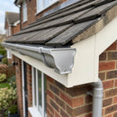 Moulded Ogee Gutter Right Hand Stop End 125 x 100mm — RAL 9006 (in use)