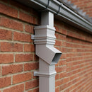 Traditional Aluminium Downpipe Bends 72x72mm – 92.5° & 112.5° — RAL 9006 / 112.5 Degrees (in use)