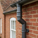 Traditional Aluminium Downpipe Bends 63mm Dia 92.5° 112.5° — RAL 7022 / 112.5 Degrees (in use)