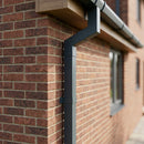 Flush Joint Adjustable Swanneck 72x72mm Aluminium Downpipe — RAL 7016 (in use)