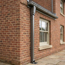 Flush Joint Aluminium Downpipe 72×72mm × 3m — RAL 7022 (in use)