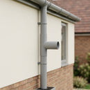 76mm Diameter Flush Joint Downpipe Branches — RAL 9006 / 92.5 Degrees (in use)
