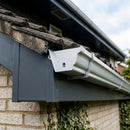 Moulded Ogee Gutter Left Hand Stop End 125 x 100mm — RAL 9006 (in use)
