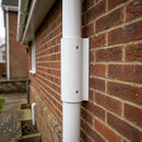 63mm Diameter Aluminium Downpipe Access Plate — RAL 9016 (in use)