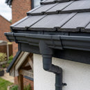 Moulded Ogee Gutter Outlet 76mm Diameter 125 x 100mm — RAL 7021 (in use)