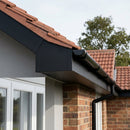 L Return Aluminium Fascia Board Gable Box Ends — Textured Black (in use)