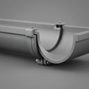 Close-up of a cast iron gutter socket joint showing the cast profile detail